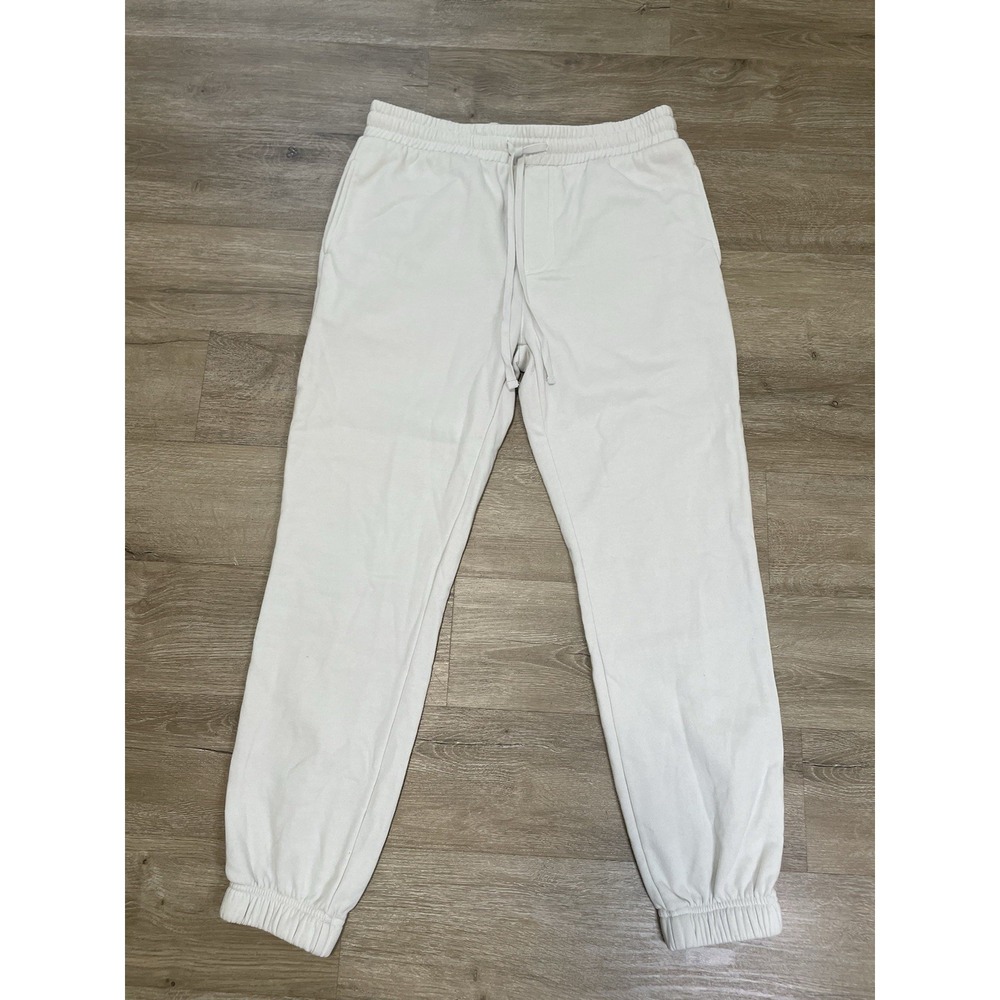 No Boundaries Mens Sz M Jogger Sweatpants Cream White Drawstring Pockets Lounge